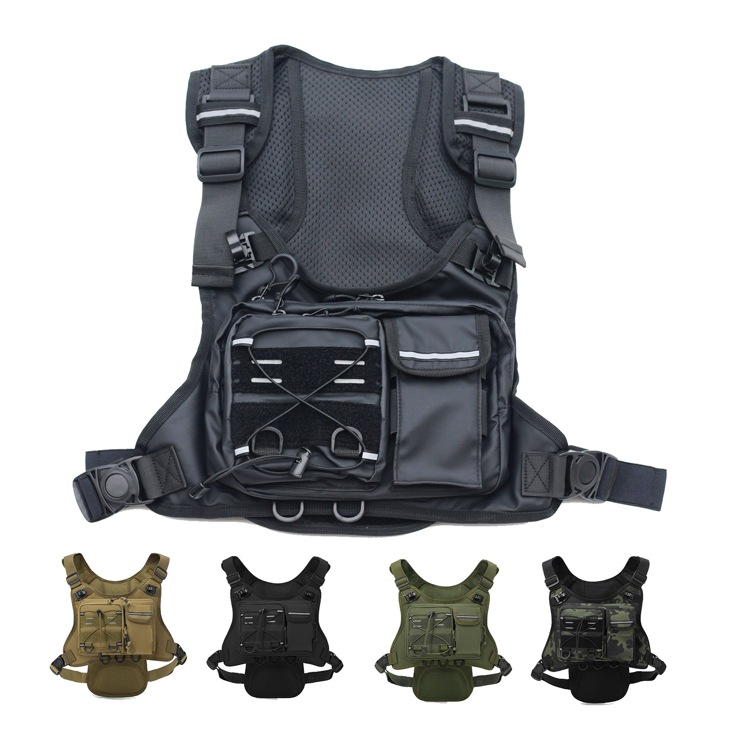 Reflective Running Gear Vest - 전술 조끼 가슴 가방 경량 조절