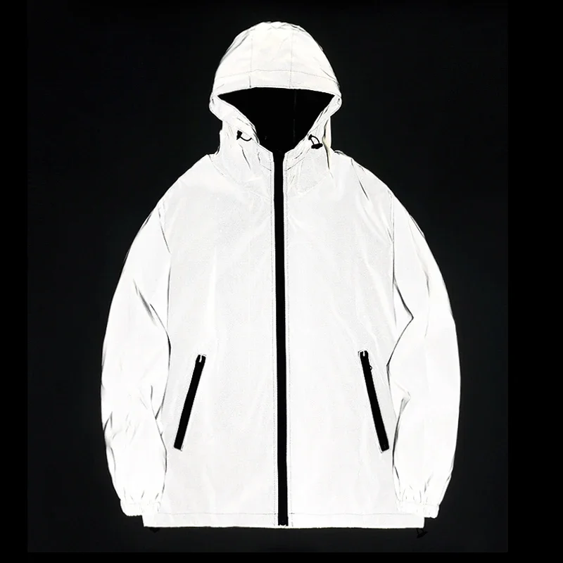 Reflective Running Jacket - 새로운 커플 밤 반사 의류 솔리드