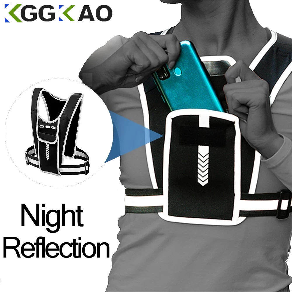 Reflective Running Jacket - 남녀공용 러닝 조끼, 방수 휴대폰 및