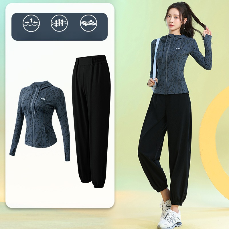 Running Gear Usa - 여성용 러닝 슈트 긴팔 플로럴 지퍼